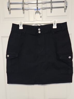 Black Cargo Pocket Mini Skirt - Women's